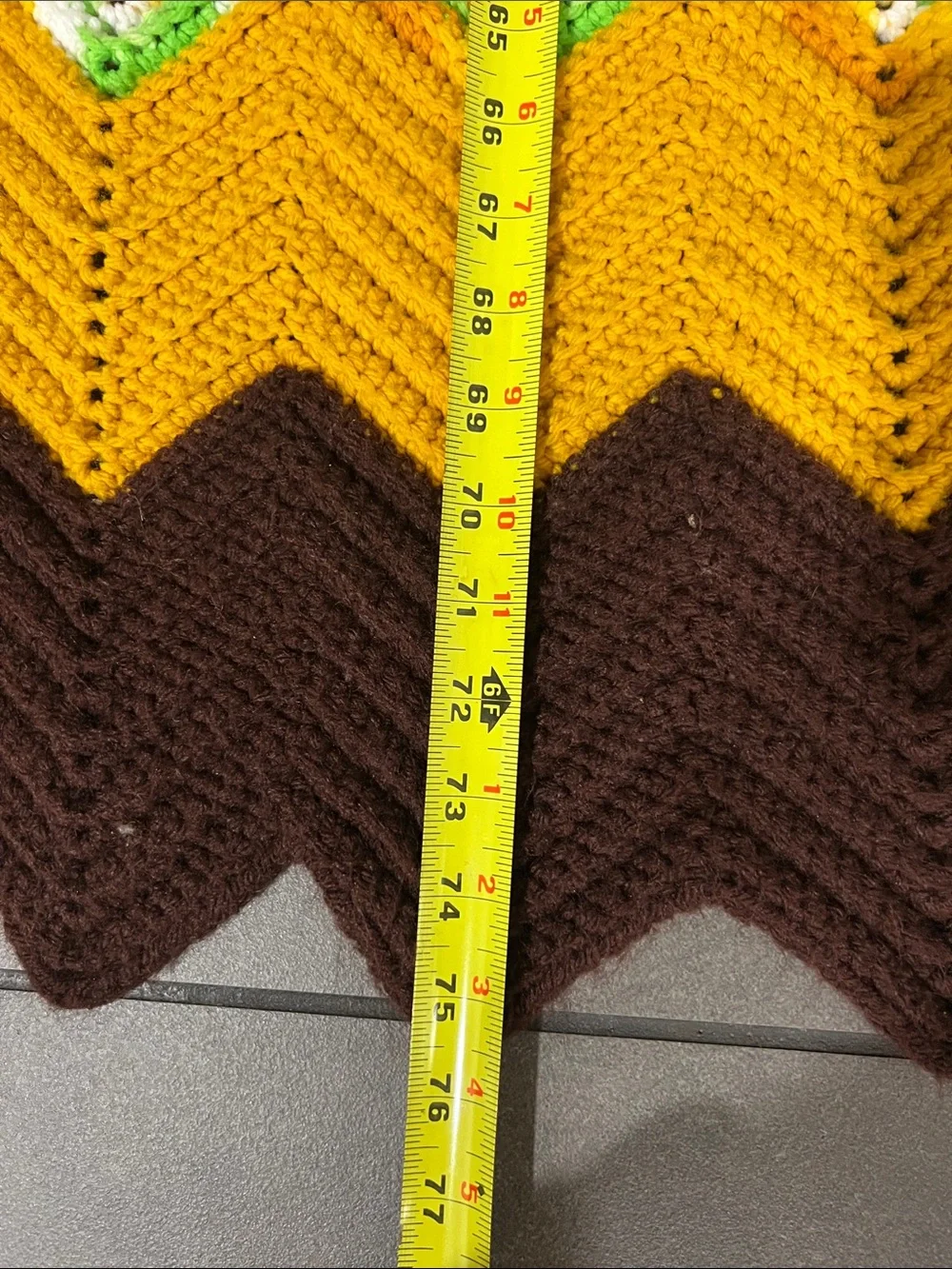 Handmade granny Chevron Knit blanket throw in Mustard and Brown cozy